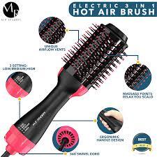 Electric 3 in 1 Hot Air Brush, Professional Hair Straightener Hair Curler Hair Blower Brush
