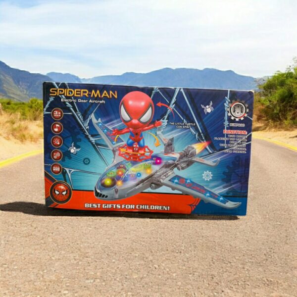 Spiderman Electric Gear Aircraft With light and Music Toy For Kids